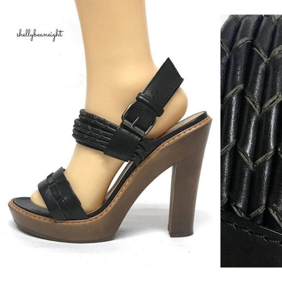 LANVIN Leather WOOD Heels Sandals 40 9 9.5 $1290 - Picture 1 of 12